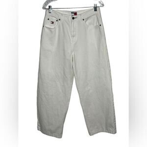 RARE Tommy Hilfiger Wide Leg High Rise Jeans White Size 10 Vintage 90s